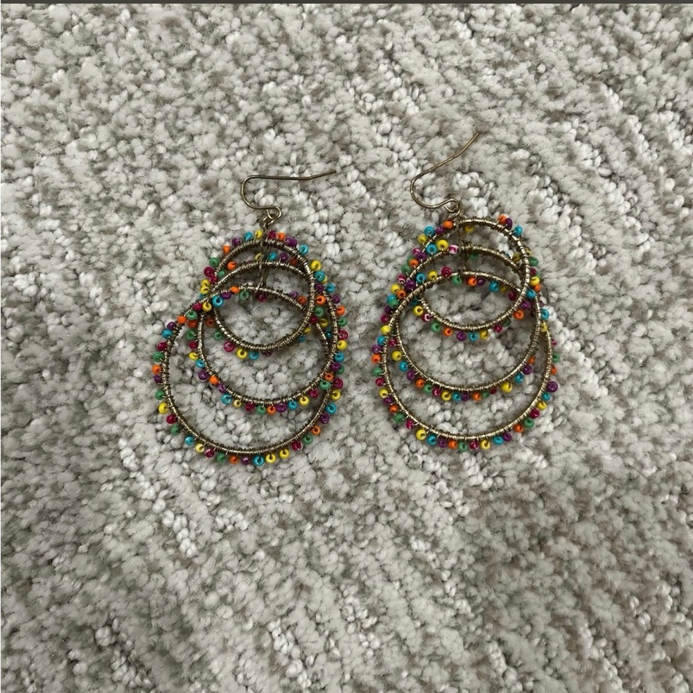 Colorful Beaded Hoop Earrings